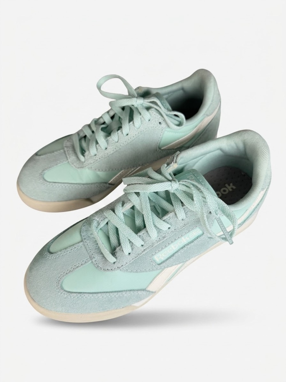 Reebok Campio XT Retro Suede Sneakers Mint Green Glitch Aqua Size 6